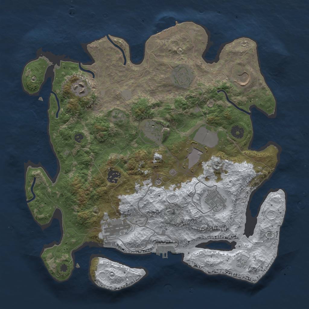 Rust Map: Procedural Map, Size: 3500, Seed: 684684, 17 Monuments