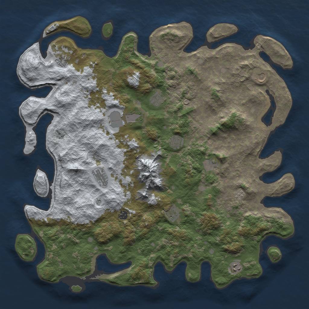 Rust Map: Barren, Size: 5000, Seed: 2199321, 14 Monuments