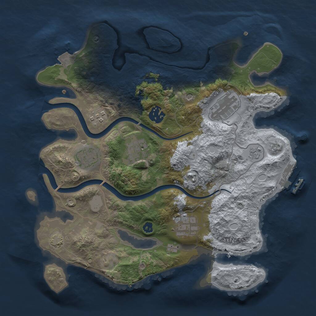 Rust Map: Procedural Map, Size: 3000, Seed: 723, 11 Monuments