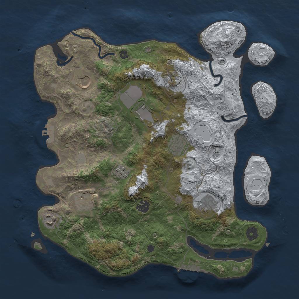 Rust Map: Procedural Map, Size: 3500, Seed: 365826, 18 Monuments