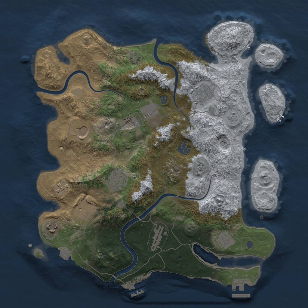 Rust Map: Procedural Map, Size: 3500, Seed: 365826, 18 Monuments