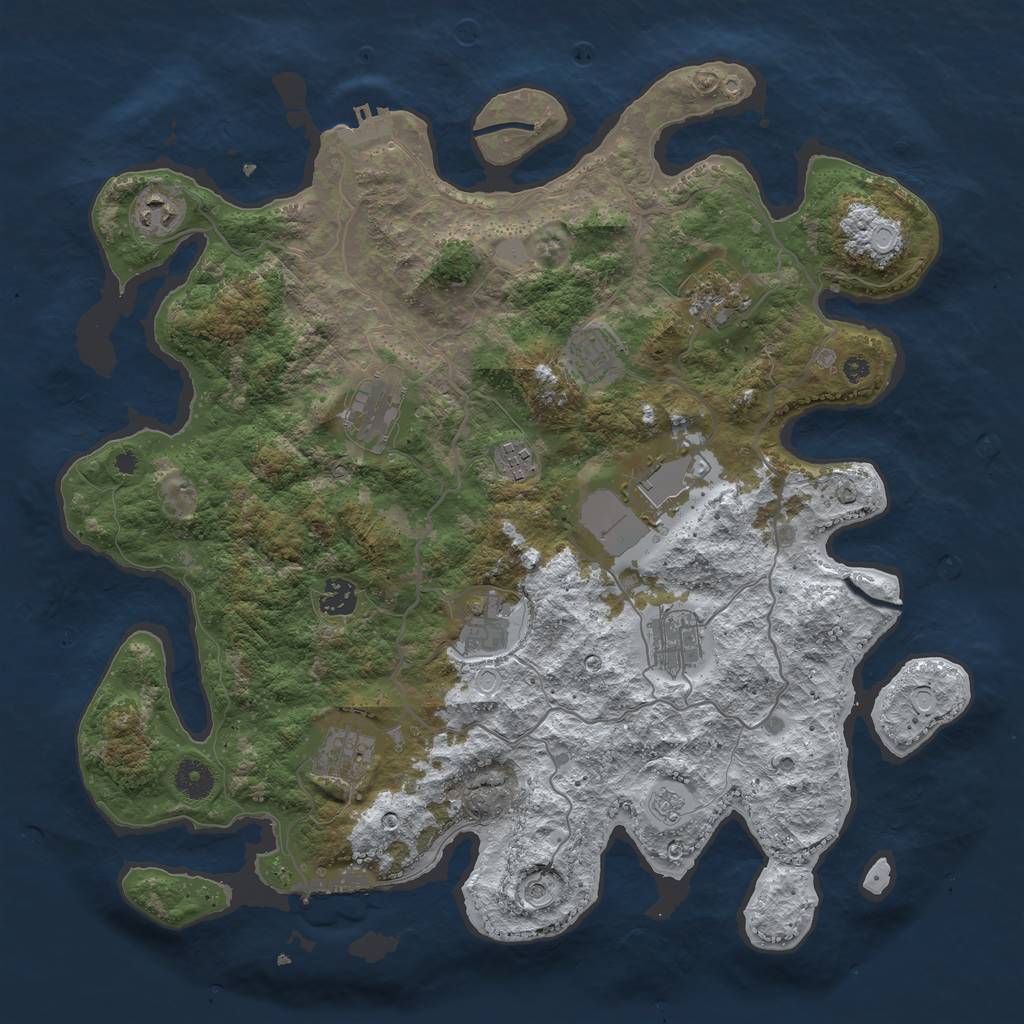 Rust Map: Procedural Map, Size: 4000, Seed: 513222, 19 Monuments