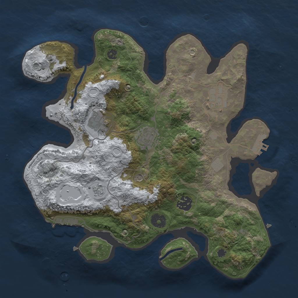 Rust Map: Procedural Map, Size: 3000, Seed: 2442318, 13 Monuments