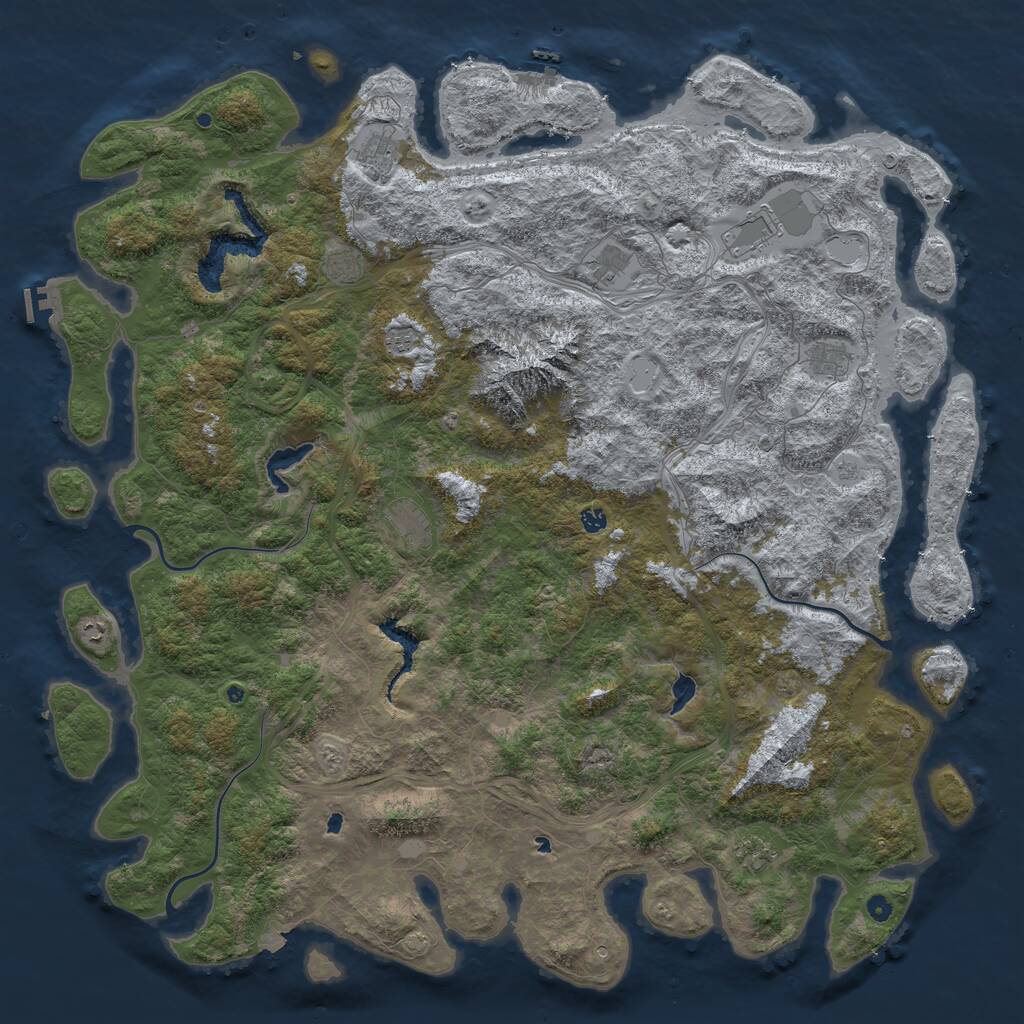 Rust Map: Procedural Map, Size: 6000, Seed: 23546, 16 Monuments
