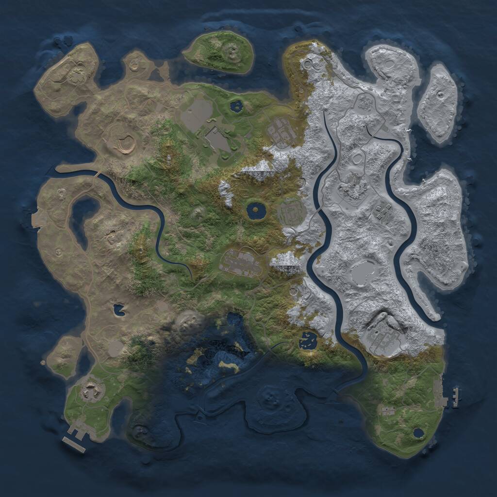 Rust Map: Procedural Map, Size: 4000, Seed: 864825, 16 Monuments
