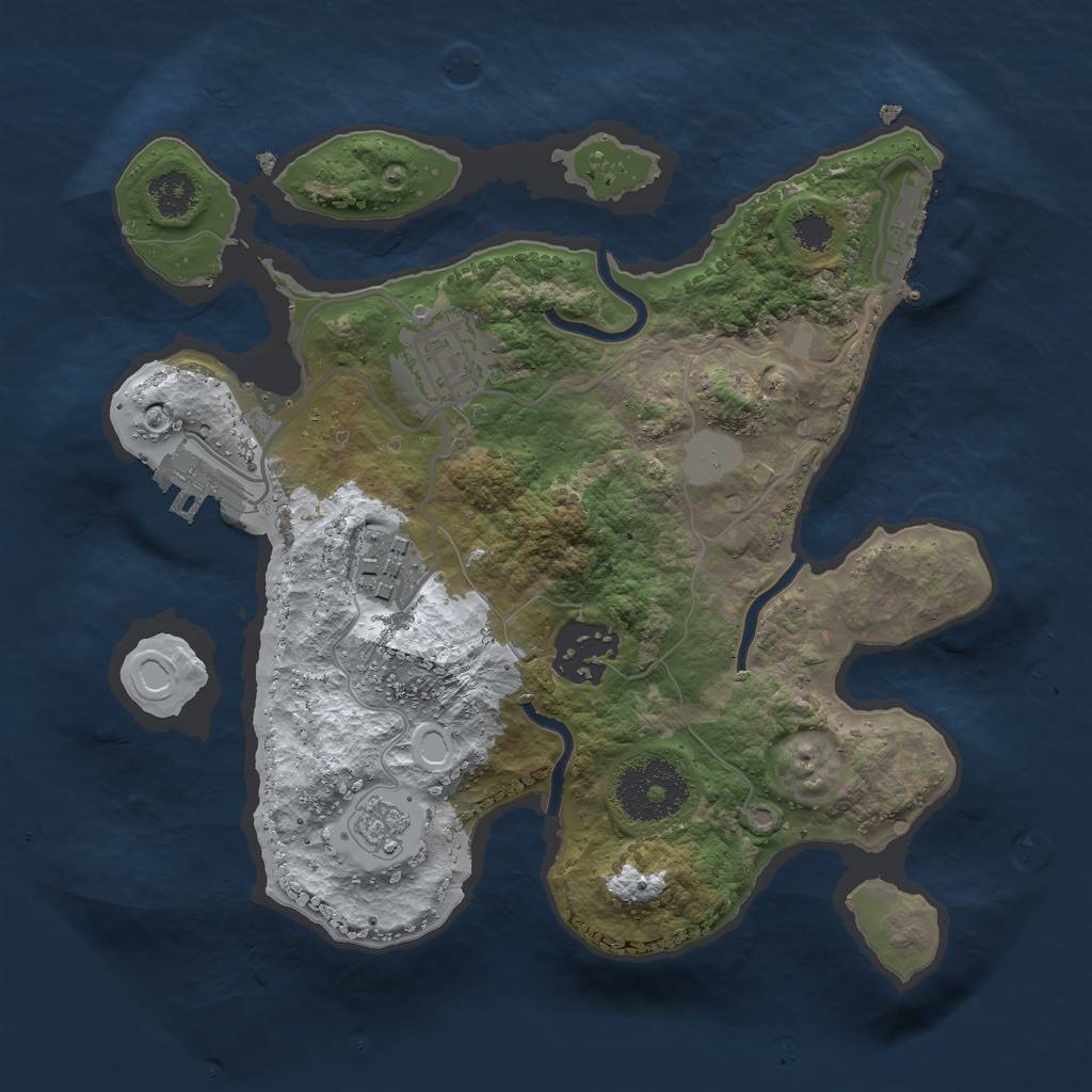 Rust Map: Procedural Map, Size: 2500, Seed: 54312, 11 Monuments