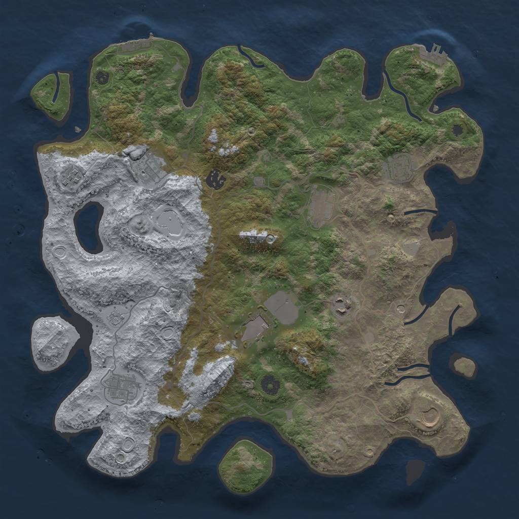 Rust Map: Procedural Map, Size: 4000, Seed: 431817, 18 Monuments
