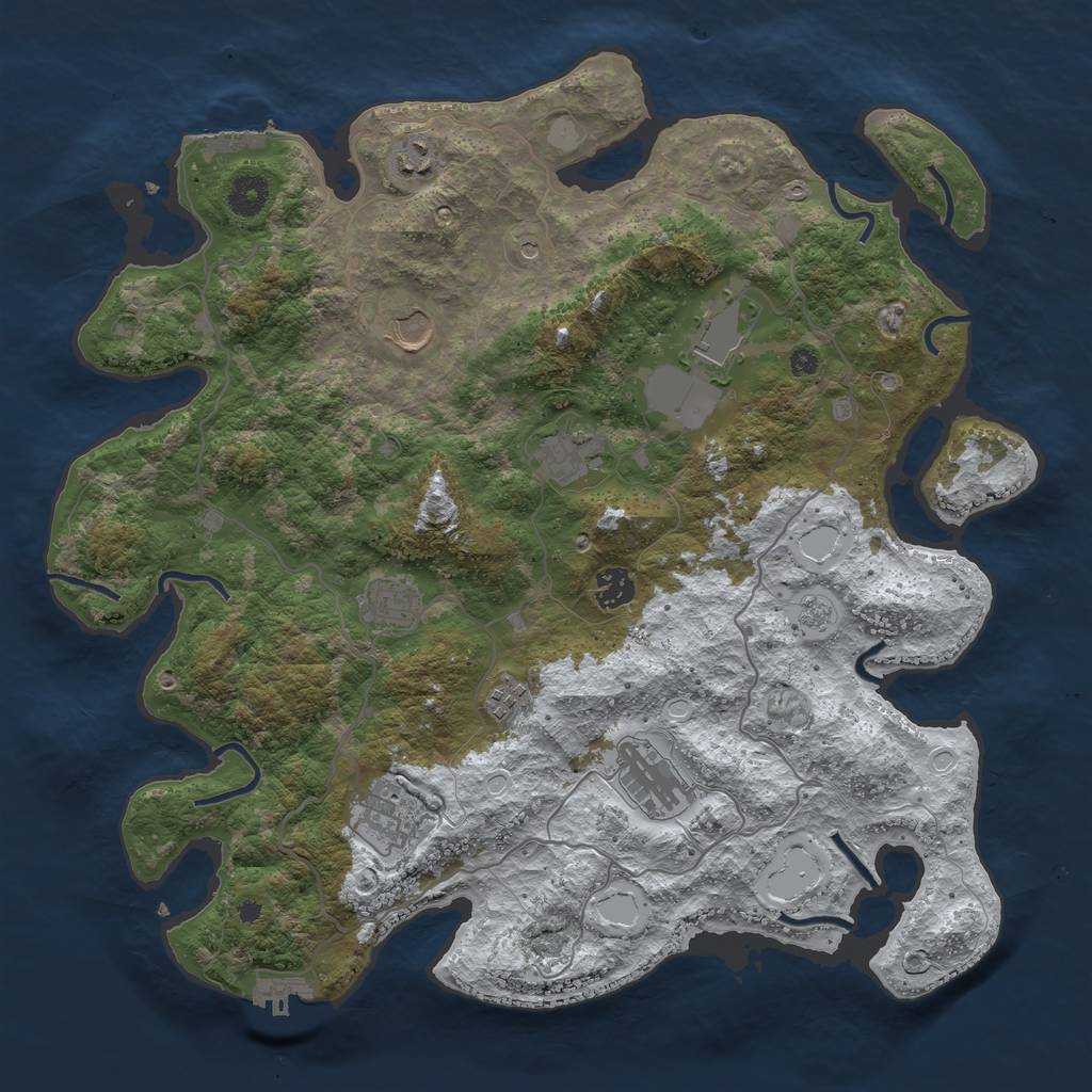 Rust Map: Procedural Map, Size: 4000, Seed: 1430355638, 18 Monuments