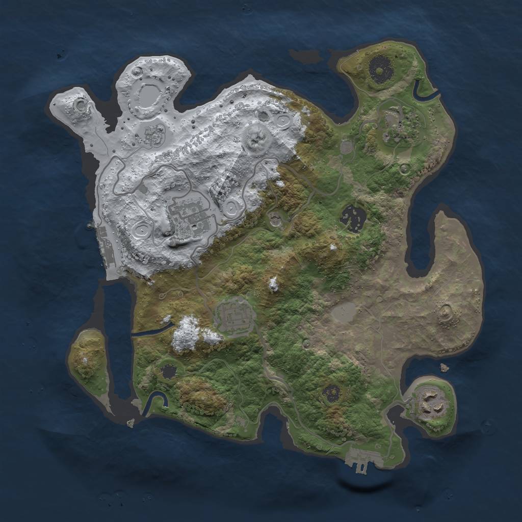 Rust Map: Procedural Map, Size: 3000, Seed: 1361700804, 14 Monuments