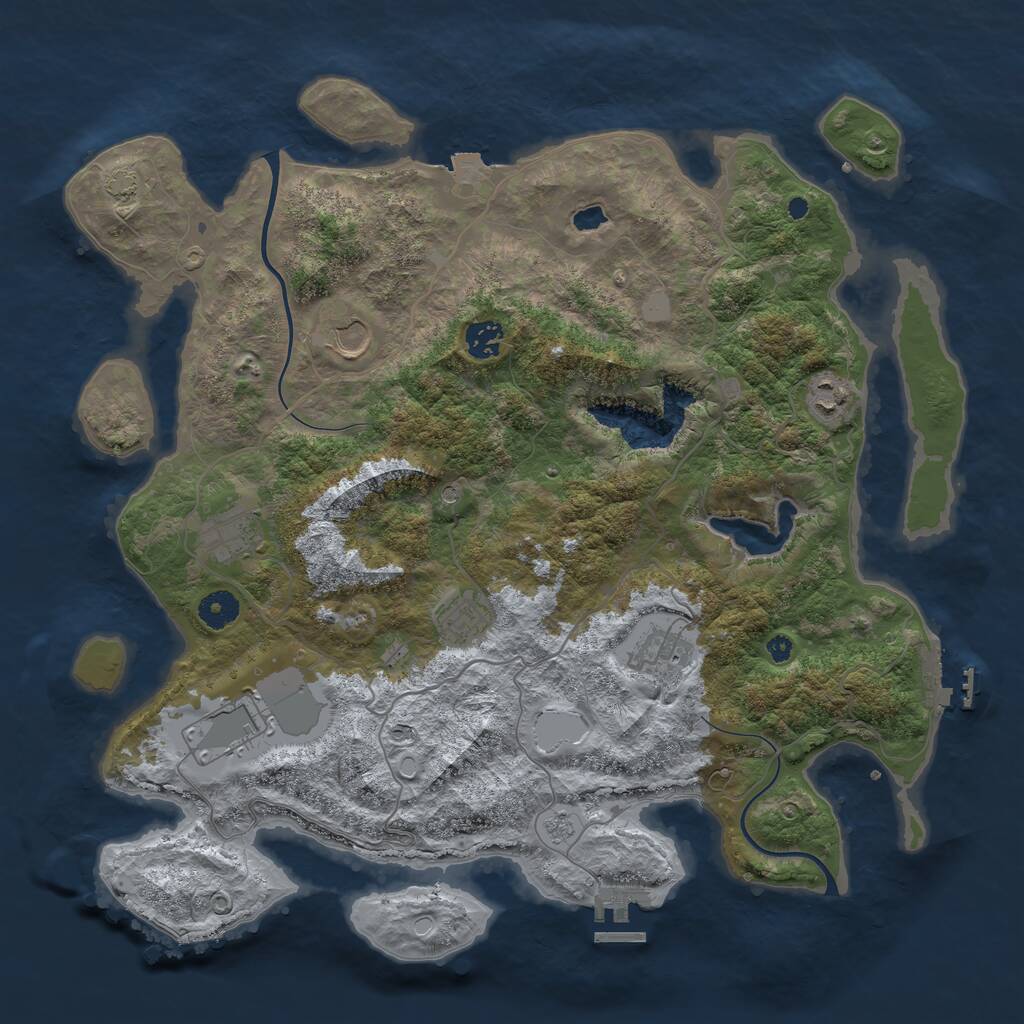 Rust Map: Procedural Map, Size: 4000, Seed: 107384, 13 Monuments