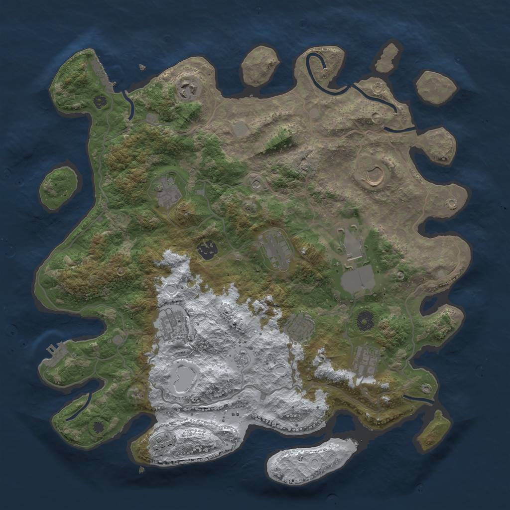Rust Map: Procedural Map, Size: 4000, Seed: 9451258, 19 Monuments