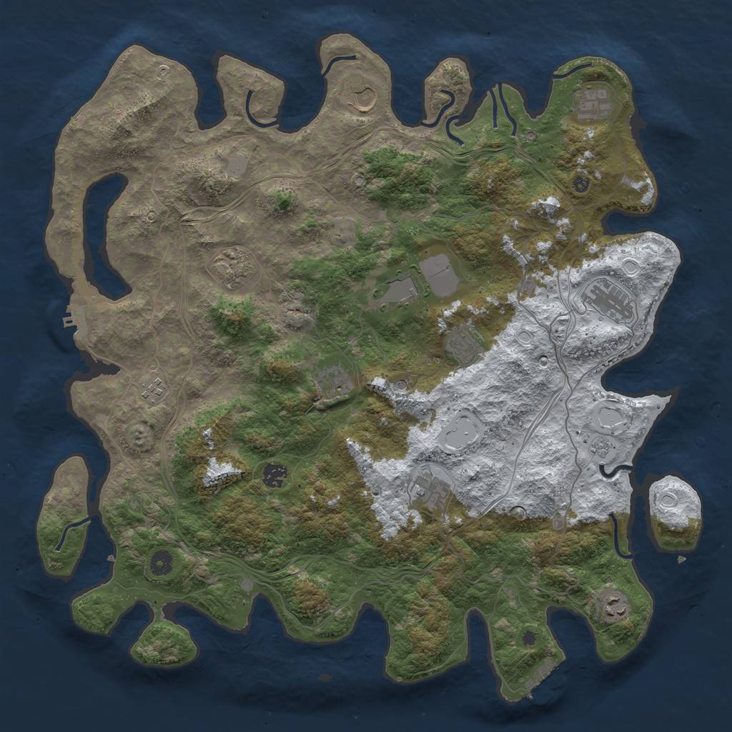 Rust Map: Procedural Map, Size: 4500, Seed: 1697983793, 20 Monuments