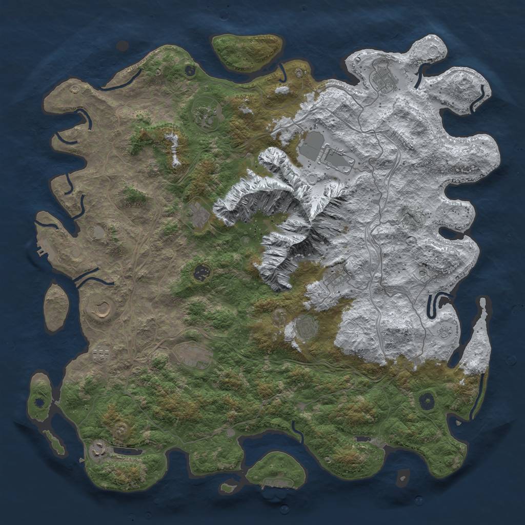 Rust Map: Procedural Map, Size: 5000, Seed: 42021555, 20 Monuments