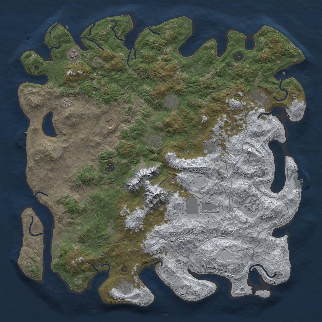Rust Map: Procedural Map, Size: 5000, Seed: 579321, 20 Monuments