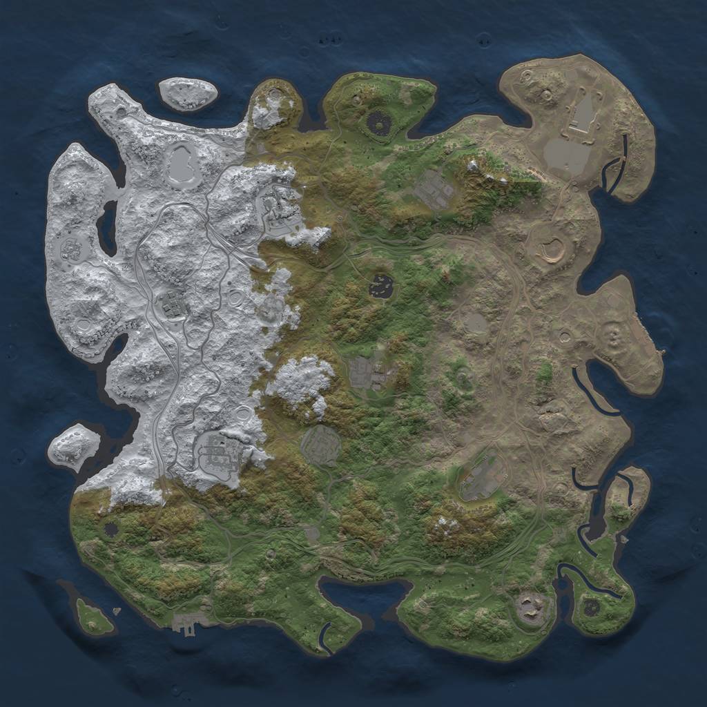 Rust Map: Procedural Map, Size: 4250, Seed: 1704374253, 20 Monuments