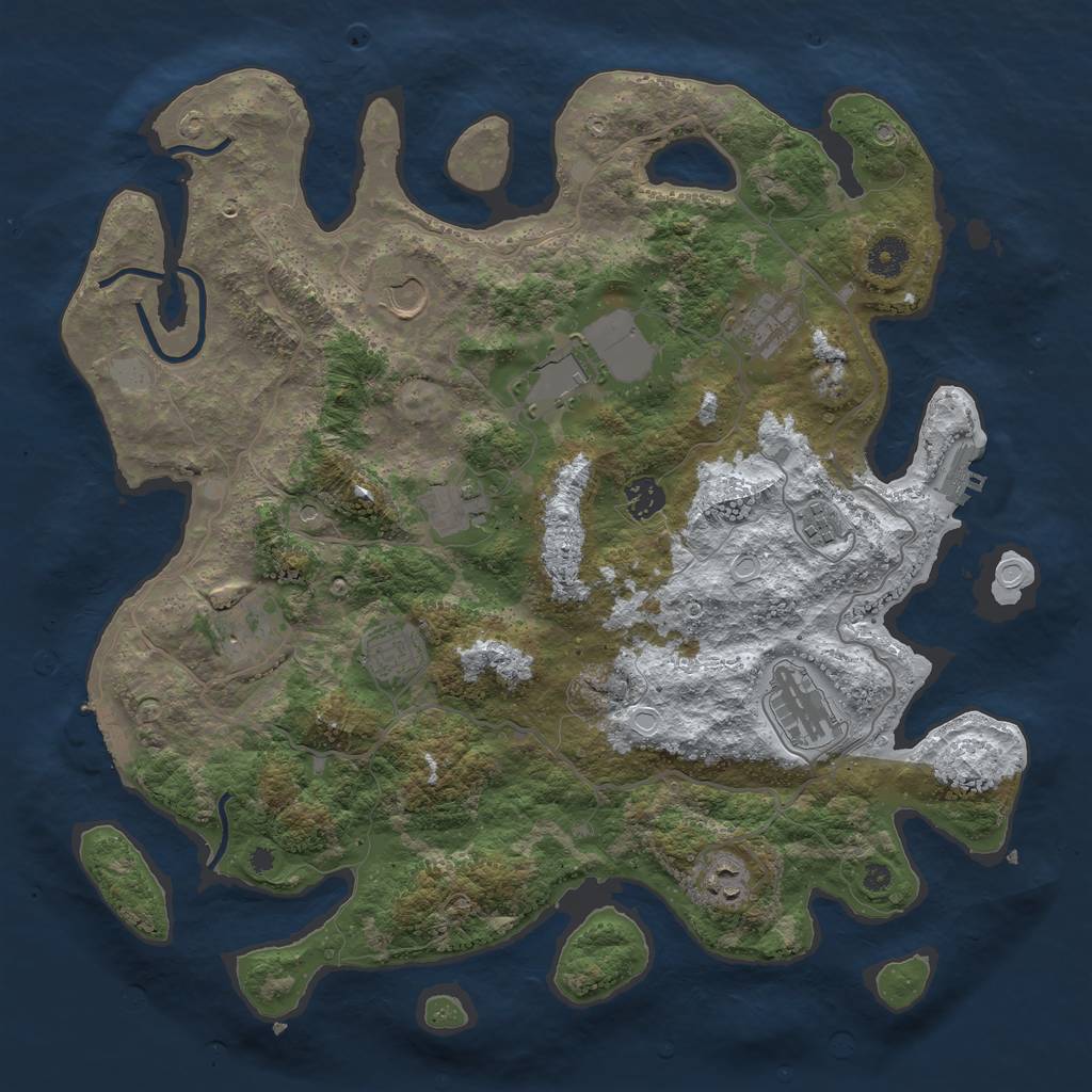 Rust Map: Procedural Map, Size: 4000, Seed: 20010, 18 Monuments