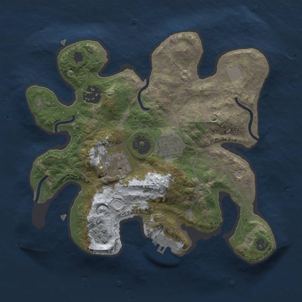 Rust Map: Procedural Map, Size: 2500, Seed: 100838596, 10 Monuments