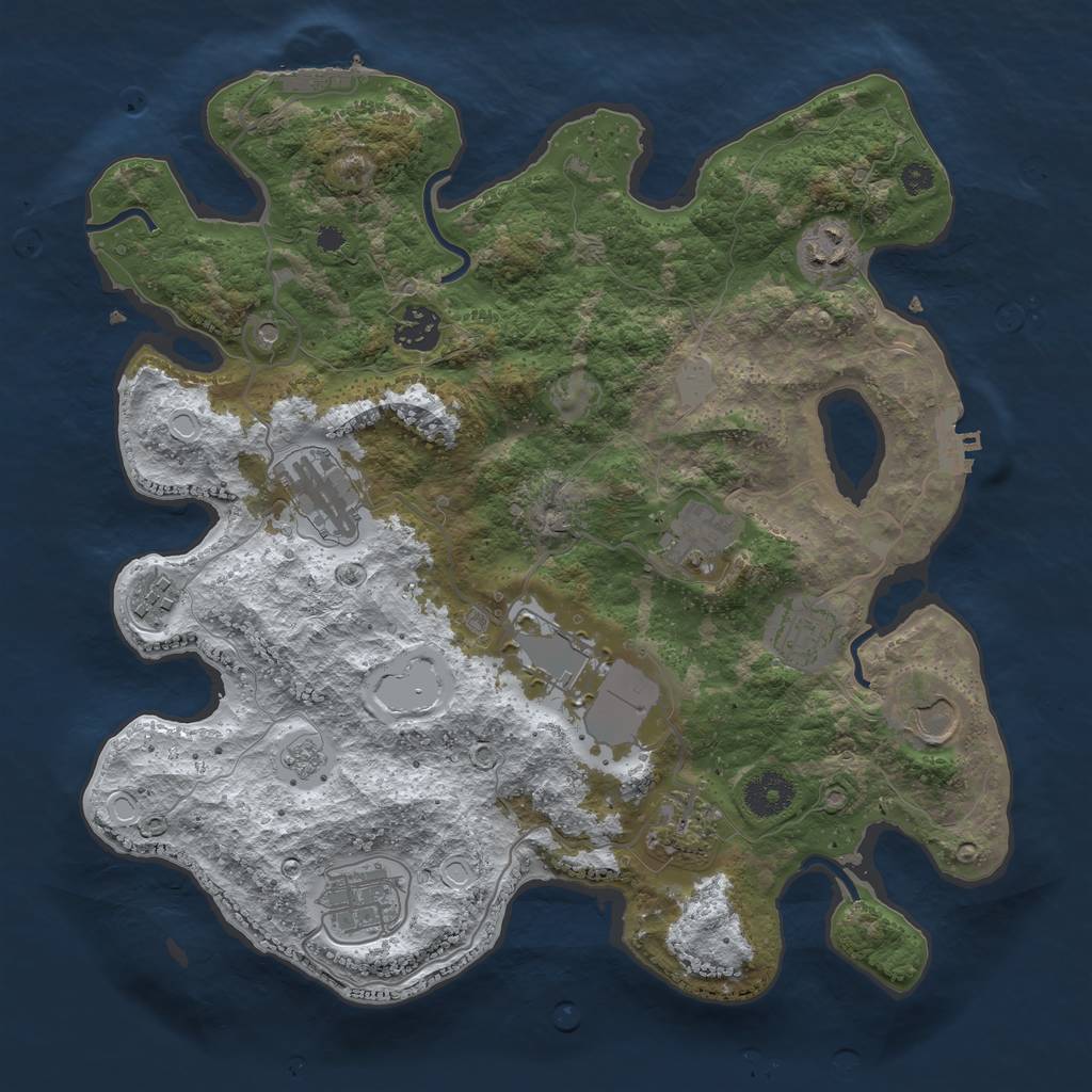 Rust Map: Procedural Map, Size: 3500, Seed: 620875359, 19 Monuments