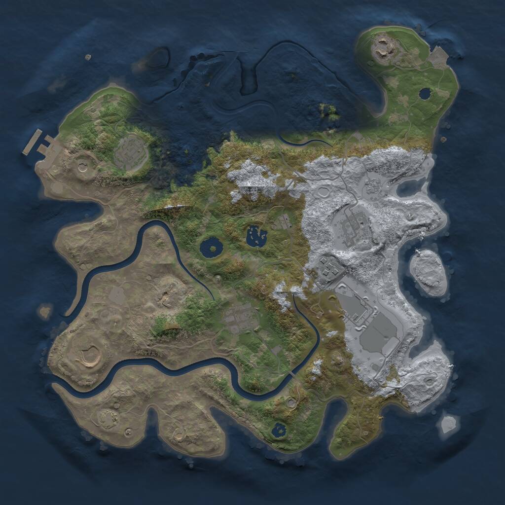 Rust Map: Procedural Map, Size: 3500, Seed: 142, 13 Monuments