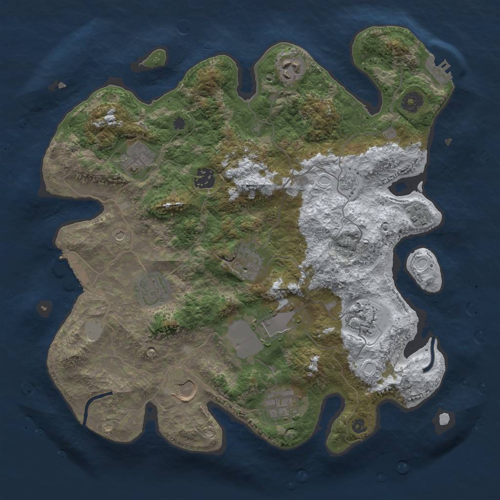 Rust Map: Procedural Map, Size: 3500, Seed: 142, 19 Monuments