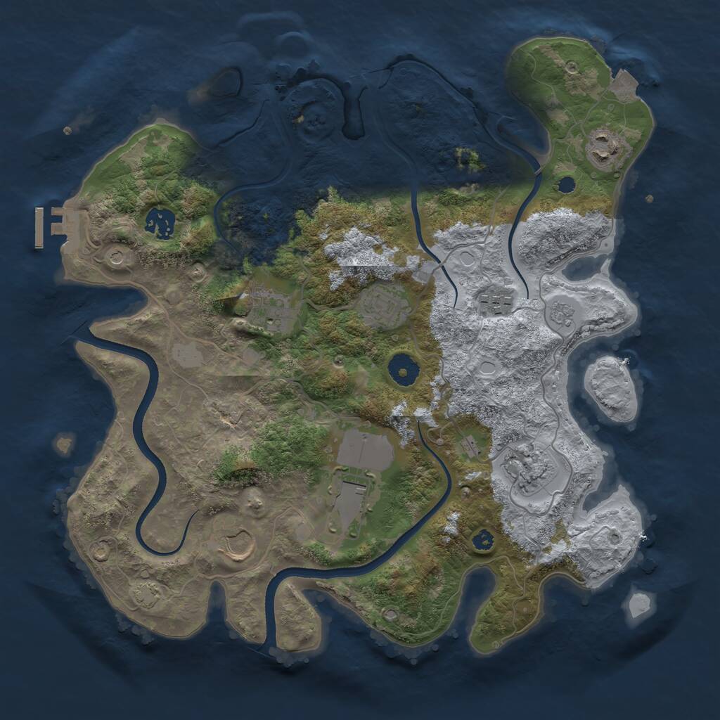 Rust Map: Procedural Map, Size: 3500, Seed: 142, 13 Monuments