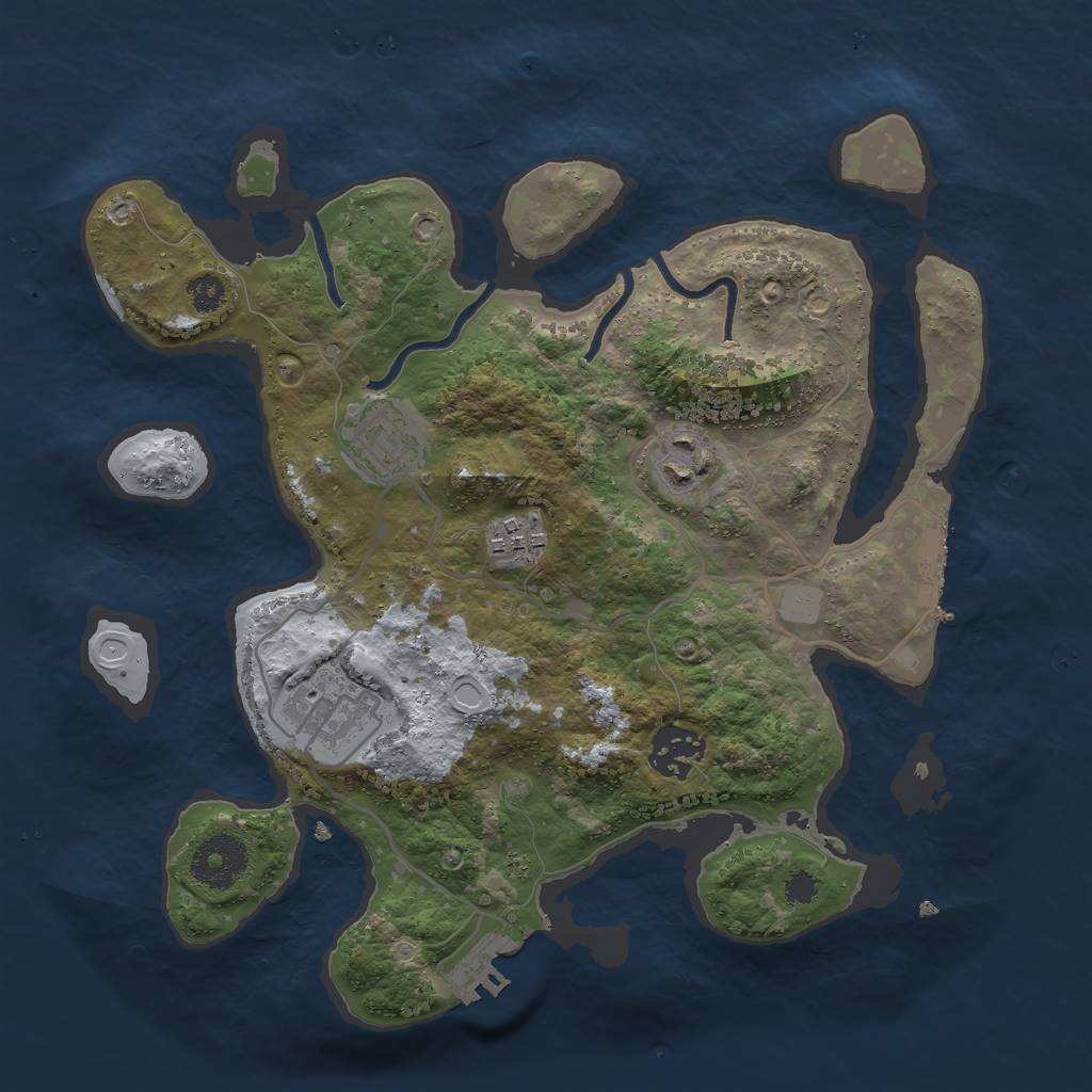 Rust Map: Procedural Map, Size: 3000, Seed: 4629, 12 Monuments