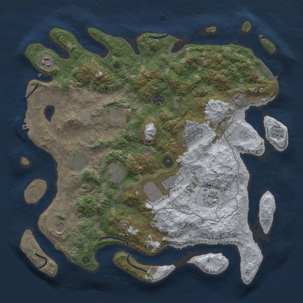 Rust Map: Procedural Map, Size: 4000, Seed: 9137381, 19 Monuments