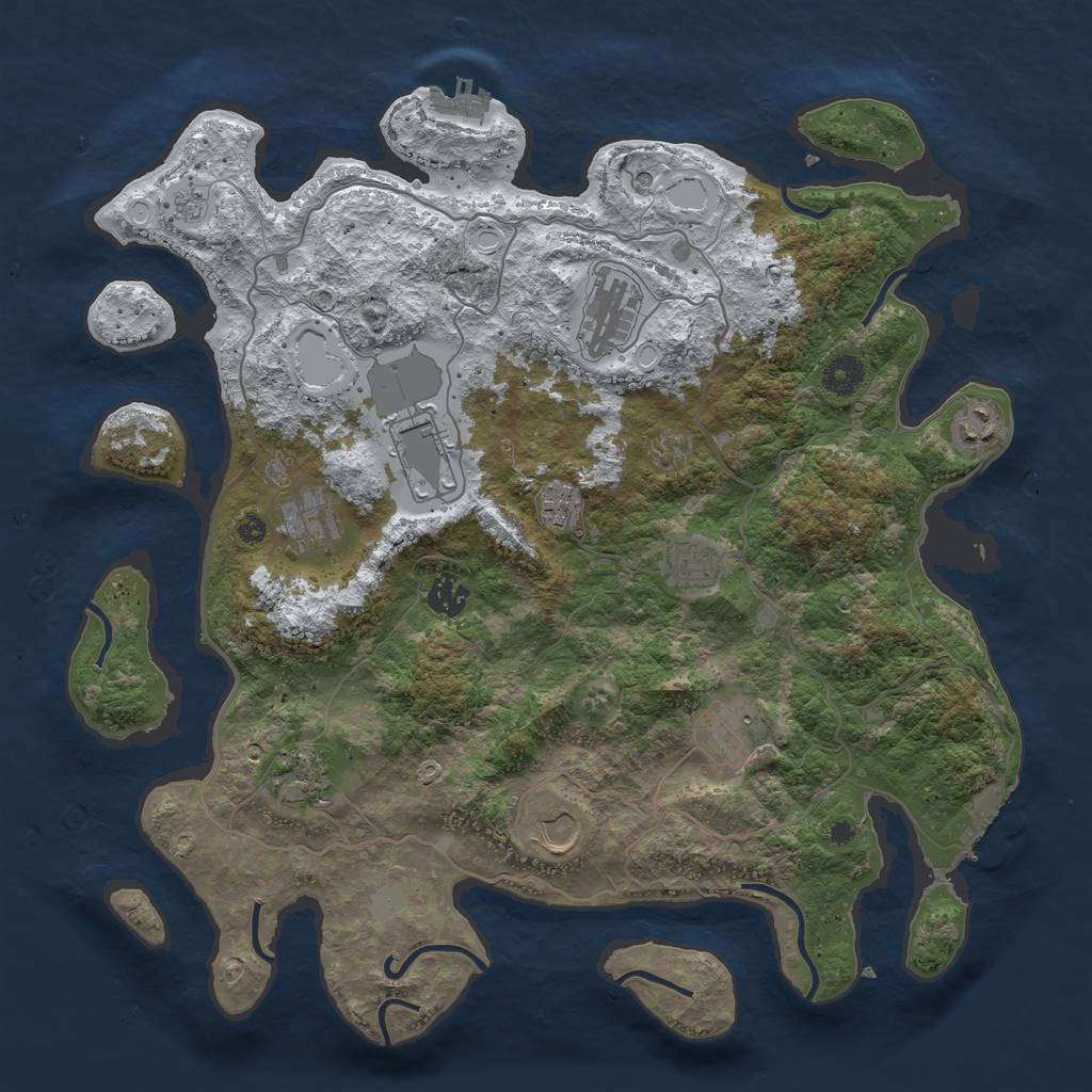 Rust Map: Procedural Map, Size: 4000, Seed: 176697, 19 Monuments