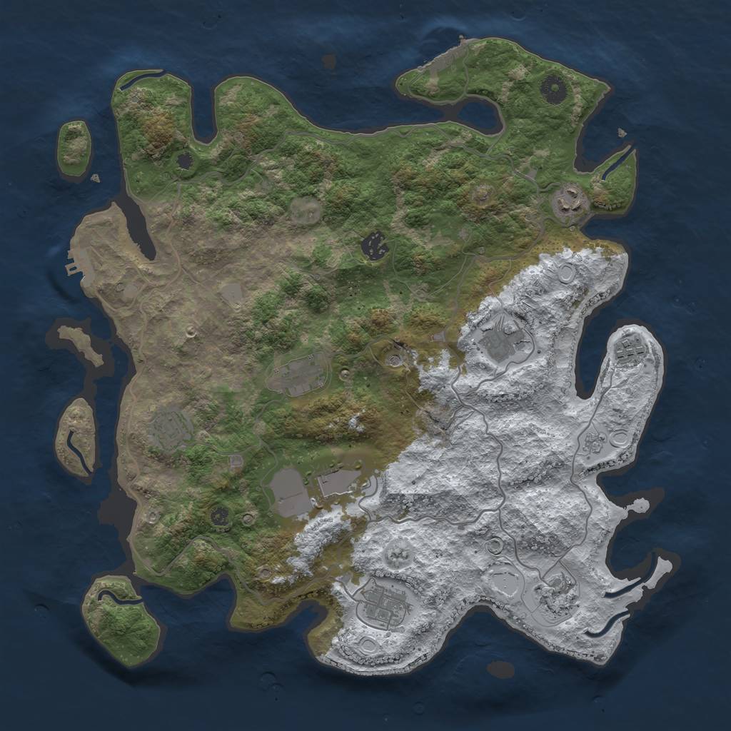 Rust Map: Procedural Map, Size: 4000, Seed: 255100, 18 Monuments