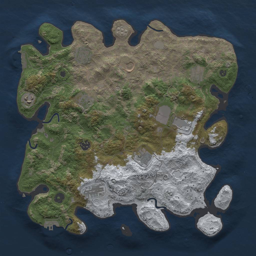 Rust Map: Procedural Map, Size: 3750, Seed: 360056, 19 Monuments