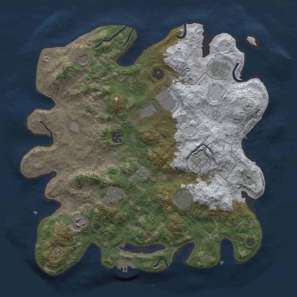 Rust Map: Procedural Map, Size: 3800, Seed: 570804887, 18 Monuments