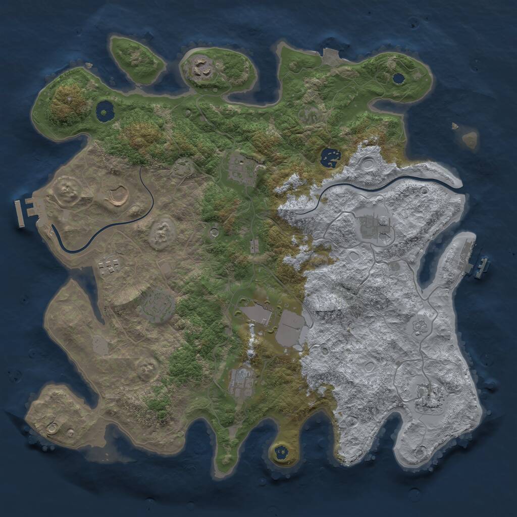 Rust Map: Procedural Map, Size: 3850, Seed: 2051021642, 16 Monuments