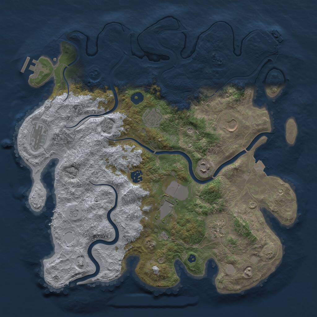 Rust Map: Procedural Map, Size: 3850, Seed: 239372983, 14 Monuments