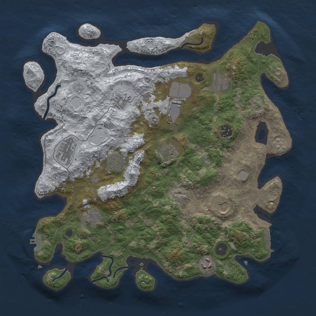 Rust Map: Procedural Map, Size: 3850, Seed: 318409616, 20 Monuments