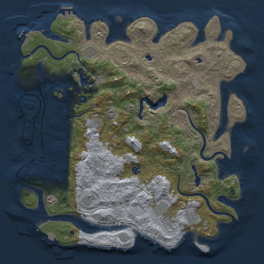 Rust Map: Procedural Map, Size: 4600, Seed: 404643953, 16 Monuments