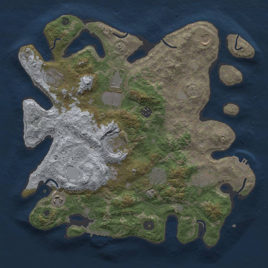 Rust Map: Procedural Map, Size: 3700, Seed: 606956917, 16 Monuments