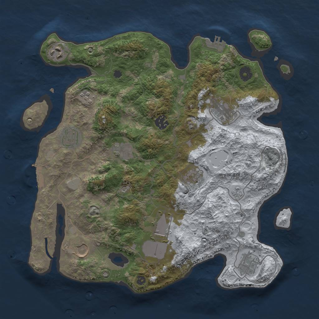 Rust Map: Procedural Map, Size: 3500, Seed: 46865648, 19 Monuments