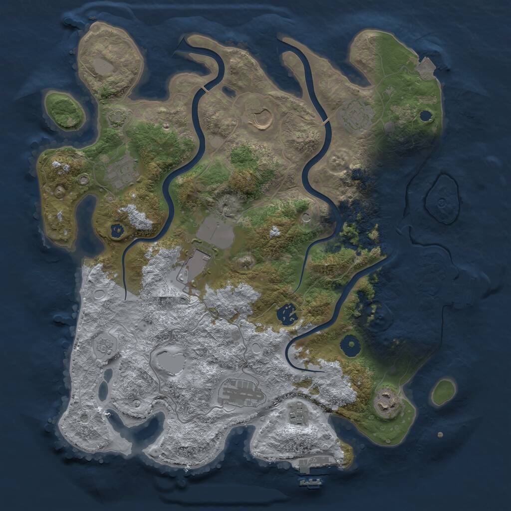 Rust Map: Procedural Map, Size: 3700, Seed: 981602557, 14 Monuments