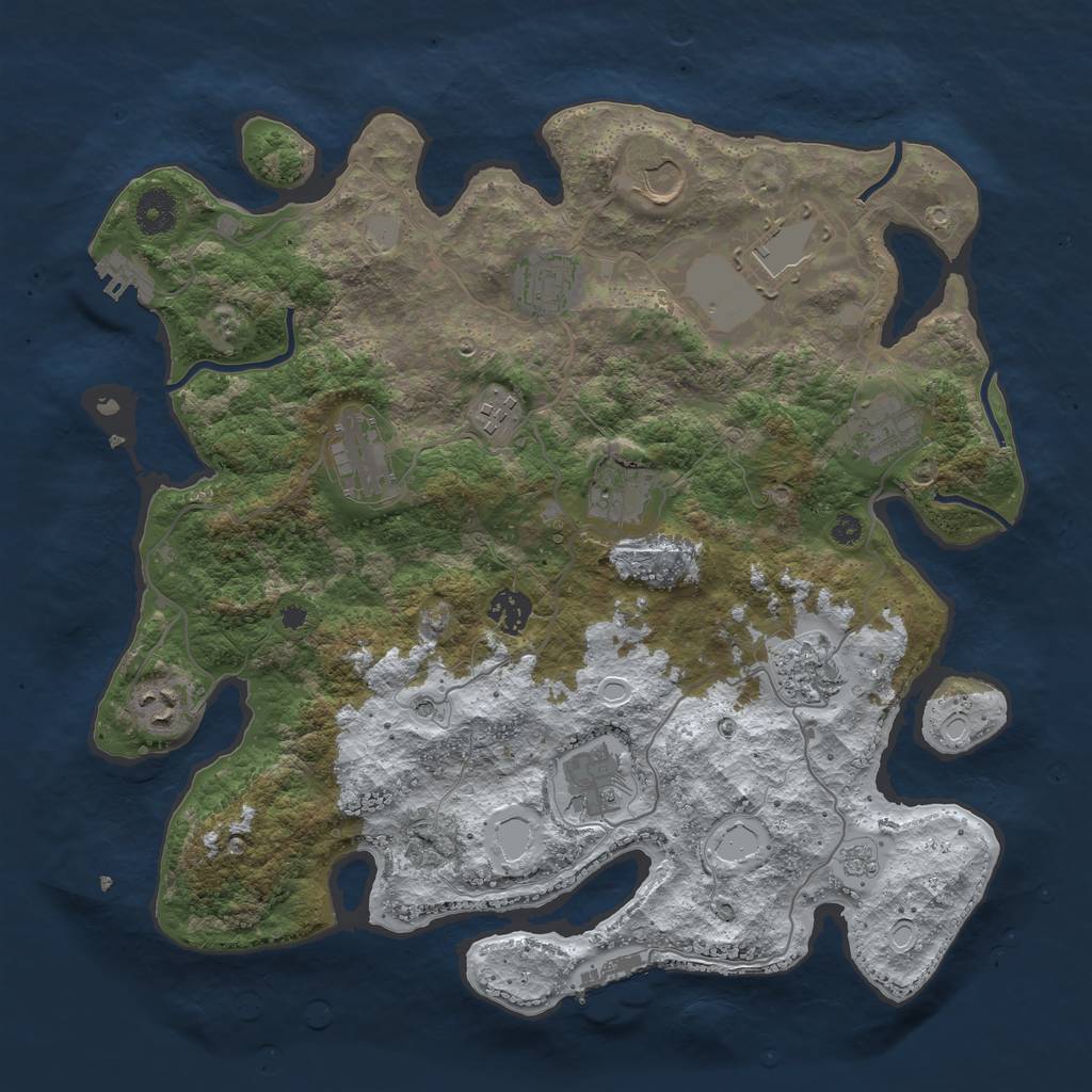 Rust Map: Procedural Map, Size: 3750, Seed: 6431240, 20 Monuments