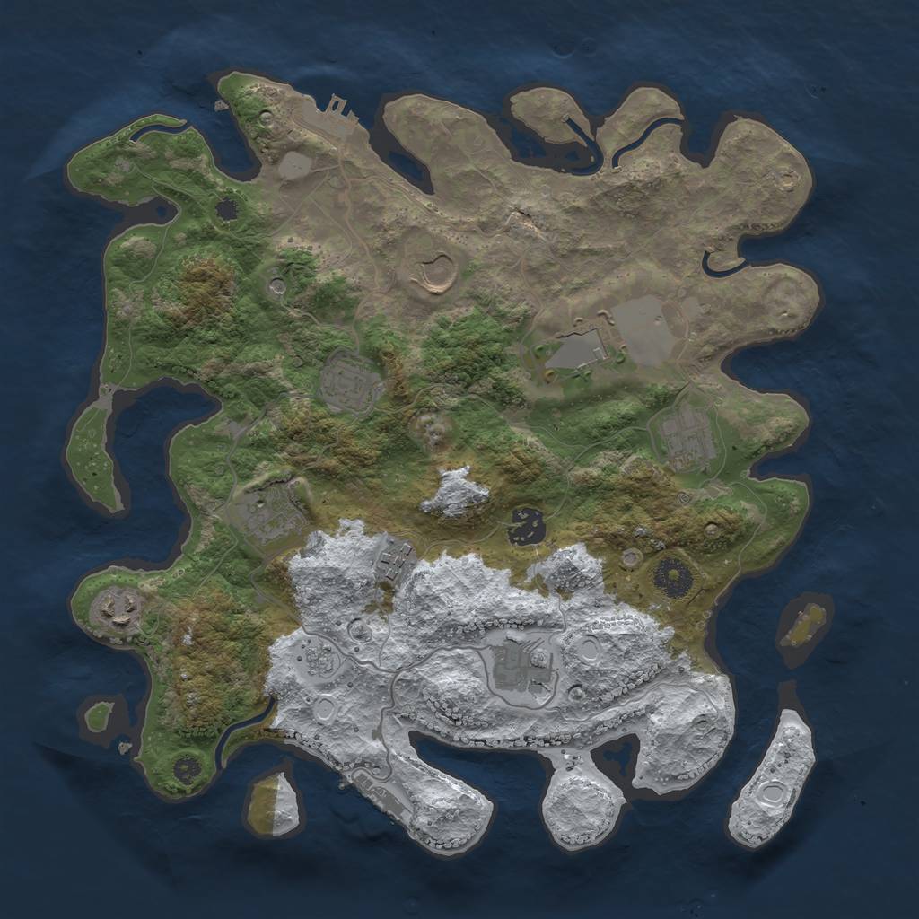 Rust Map: Procedural Map, Size: 3500, Seed: 733668202, 18 Monuments
