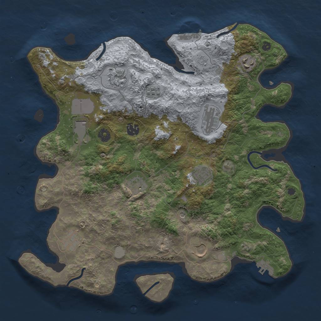 Rust Map: Procedural Map, Size: 3700, Seed: 577139417, 19 Monuments