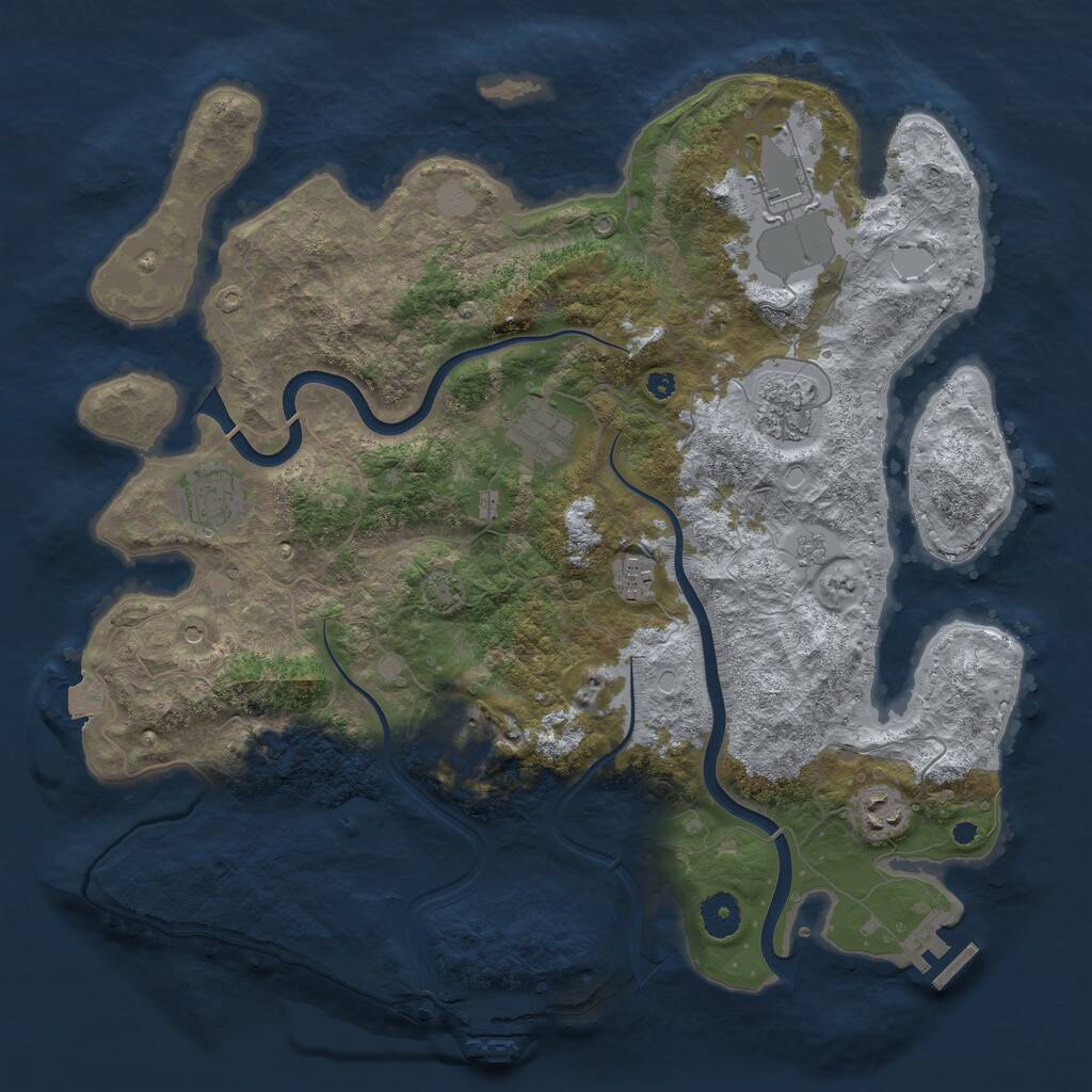 Rust Map: Procedural Map, Size: 3850, Seed: 1580599066, 13 Monuments