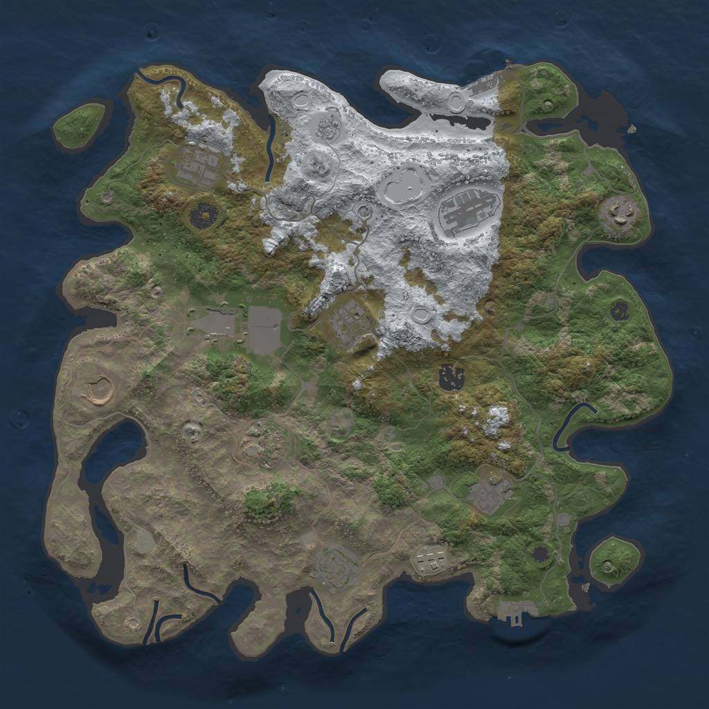 Rust Map: Procedural Map, Size: 3850, Seed: 1531172917, 20 Monuments