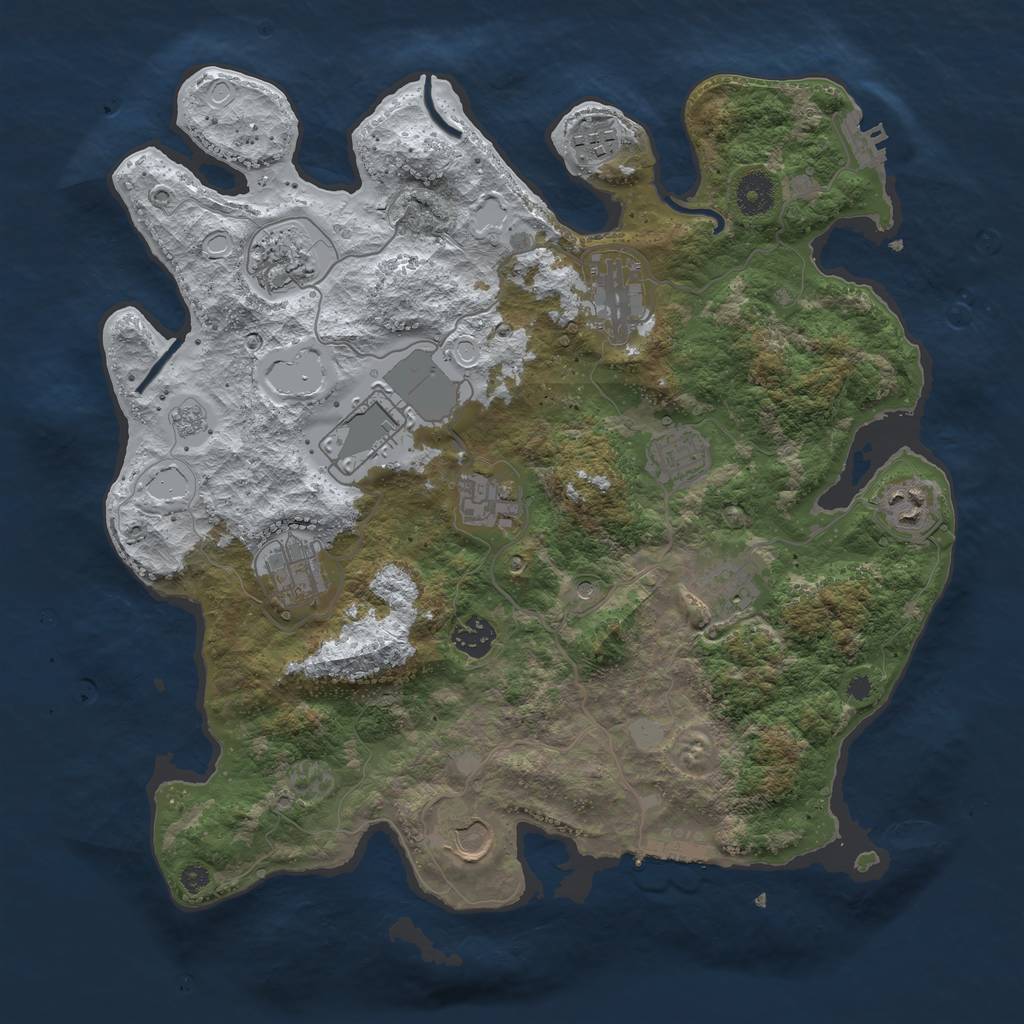 Rust Map: Procedural Map, Size: 3750, Seed: 1677651716, 20 Monuments