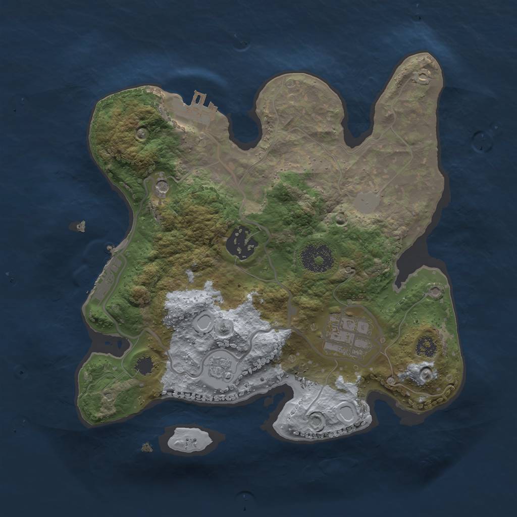 Rust Map: Procedural Map, Size: 2500, Seed: 1052202318, 11 Monuments