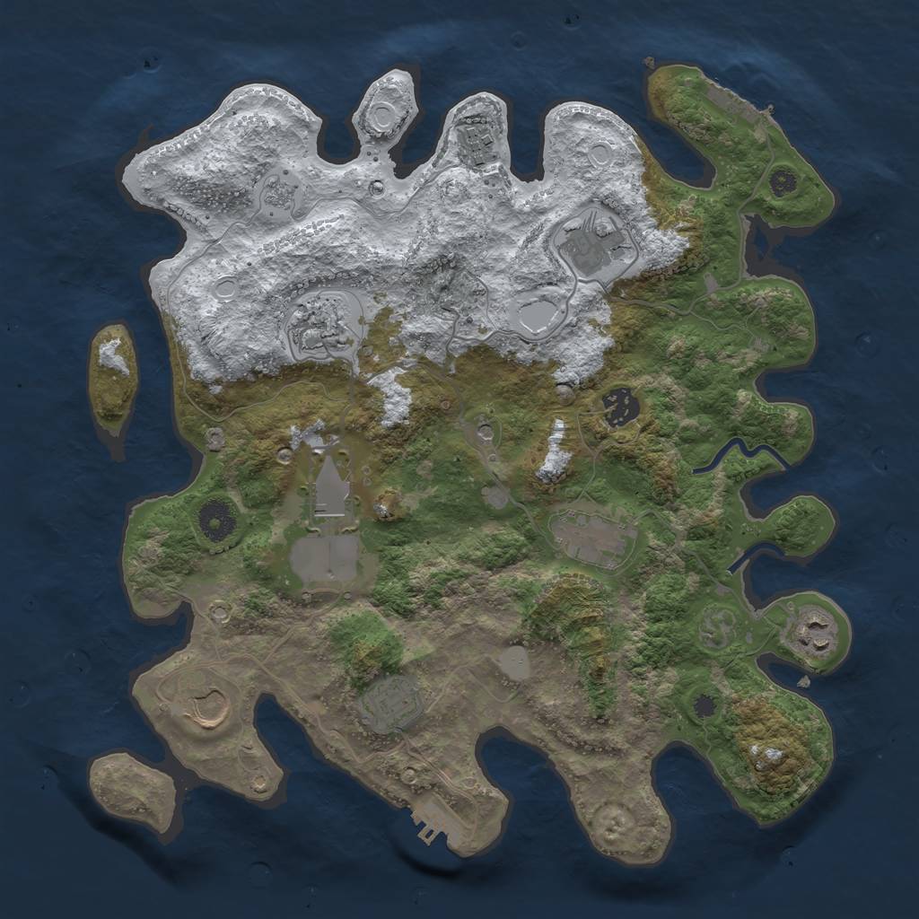 Rust Map: Procedural Map, Size: 3600, Seed: 291033249, 18 Monuments