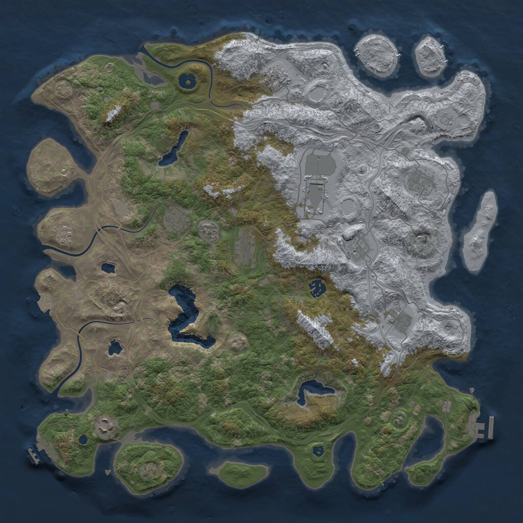 Rust Map: Procedural Map, Size: 4600, Seed: 4797427, 16 Monuments