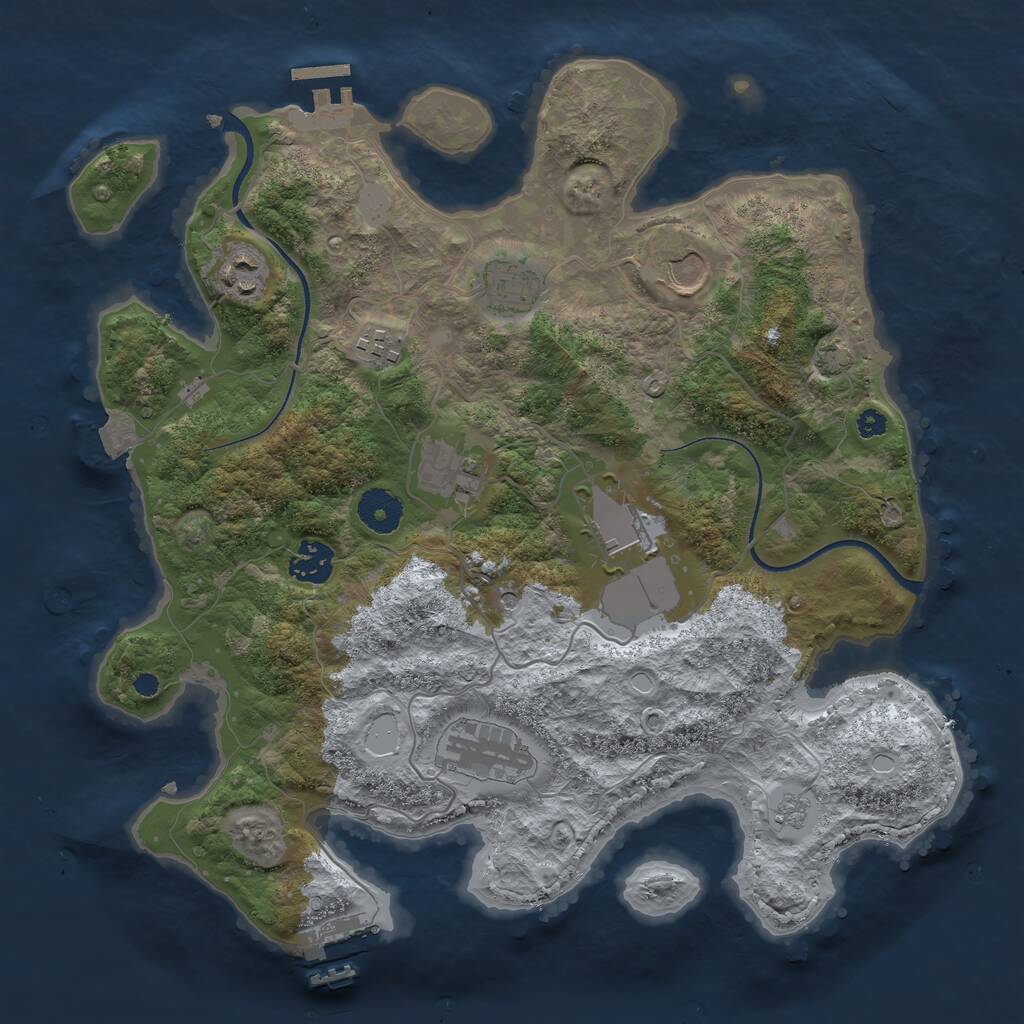 Rust Map: Procedural Map, Size: 3500, Seed: 101431385, 14 Monuments