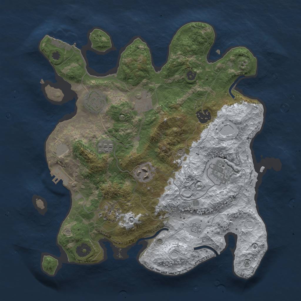 Rust Map: Procedural Map, Size: 3200, Seed: 4163514, 16 Monuments