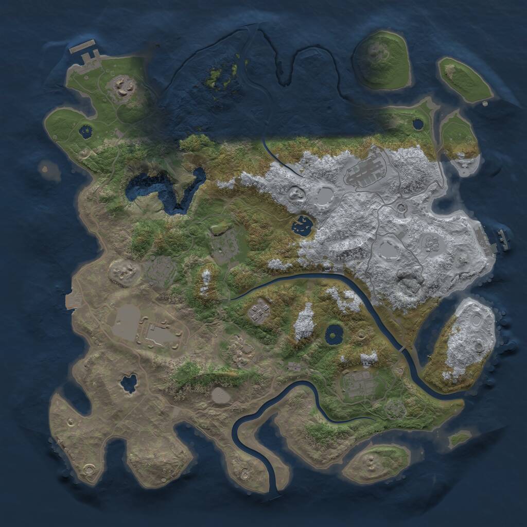 Rust Map: Procedural Map, Size: 4000, Seed: 58293, 15 Monuments